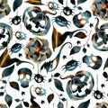 Seamless watercolor pattern for Halloween Royalty Free Stock Photo