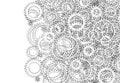 Background consisting of gears. Blueprint Style Royalty Free Stock Photo