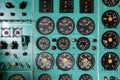 Background of control panel in the airplane cockpit. Royalty Free Stock Photo
