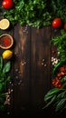 The background of cooking. On a black wooden background. Top view
