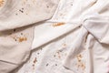 Background for cooking and serving. Linen crut fabric is light, it has grains of spices and peppers. Royalty Free Stock Photo