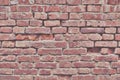 Background of cracked brick wall, texture of destroyed brickwork