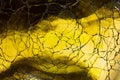 Background with a cracked glass texture of gold color. Concept background, texture Royalty Free Stock Photo