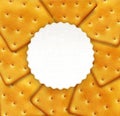 Background of crackers with round card for text Royalty Free Stock Photo