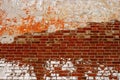 Background of cracking plaster on brick wall texture a lot of copyspace