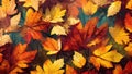 Background created from beautifully colored autumn leaves