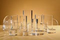Background crystal glass podium platform. Stand cosmetic products