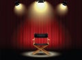 Background curtain and director's chair with spotlight