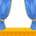 Background with curtains stage. Illustration for theatrical performance.