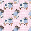 Background with Cute Cows for you Design. Seamless Pattern Royalty Free Stock Photo