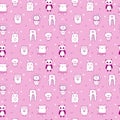 Background for cute little girls. Hand drawn seamless pattern for children with funny animals. Doodle children drawing background. Royalty Free Stock Photo