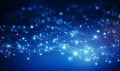 Background with a cyber network grid, artificial neurons, and global data connections. Learning artificial intelligence.