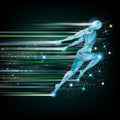 background with cyborg flying or runing Royalty Free Stock Photo