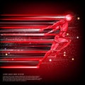Background with cyborg flying or runing with speed of light and motion blur track back