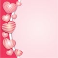 Background with 3d decorated hearts