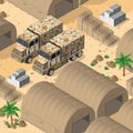 Background 3D illustration army armed troop isometric armed military
