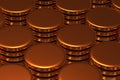 Background 3d rendering gold medallions stacked stacks close up