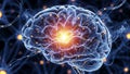 The background is dark, accentuating the glowing elements within the brain Royalty Free Stock Photo