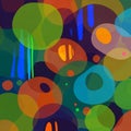 Background is dark, enhancing the vividness of the circles, while small dots Royalty Free Stock Photo