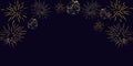 Background dark sky with colored festive fireworks