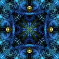 Background deco symmetrical abstract, gunmetal blue multiple reflections to shapes patterns