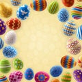 Easter Background Frame of Decorated Eggs