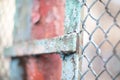 Background with defocused blue old vintage fence