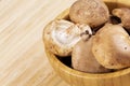 Background of delicious edible brown mushrooms