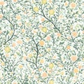 Hand drawing flowers and grass pattern design as a background or wallpaper. Royalty Free Stock Photo
