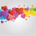 Background or Design element with colorful hearts