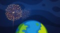 Background design with fireworks over the world Royalty Free Stock Photo
