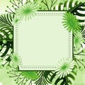 Background design with green leaves and flowers frame Royalty Free Stock Photo