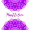 Background design with mandala. Yoga, meditation. Sahasrara, crown chakra symbol. Vector illustration