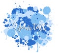 Background design with watercolor splash in blue on white background Royalty Free Stock Photo