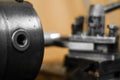 Lathe detail during operation Royalty Free Stock Photo
