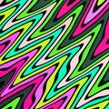 Bright colourful diaonal zigzag lines.