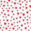 Background with different colored confetti hearts for valentine time. Seamless pattern