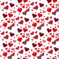 Background with different colored confetti hearts for valentine time. Seamless pattern