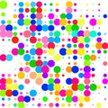 The background of different colored dots of variable sizes, located of different density on white. Royalty Free Stock Photo
