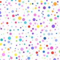 The background of different colored dots of variable sizes, located of different density on white. Royalty Free Stock Photo