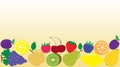 Background with different drawing fruits and berries, vector illustration Royalty Free Stock Photo