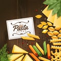 Background With Different Kinds Of Pasta
