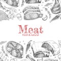 Background with different meat products