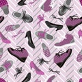 Background of different shoes seamless vector background Royalty Free Stock Photo