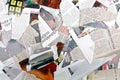 Background with different torn newspapers and magazines Royalty Free Stock Photo