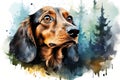 Animal dog puppy cute portrait pet background illustration canine watercolor brown domestic Royalty Free Stock Photo