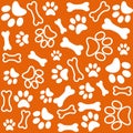 Background with dog paw print and bone Royalty Free Stock Photo