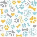 Background with dog paw print and bone Royalty Free Stock Photo