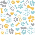 Background with dog paw print and bone