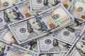 Background of dollar bills and a bundle of dollars on top Royalty Free Stock Photo
